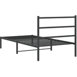  Metalni okvir za krevet s uzglavljem crni 100x200 cm | shoptok.hr