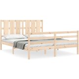 The Living Store Posteljni okvir z vzglavjem trden les - Posteljni Okvir, (21528676) | Shoptok.si