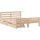 vidaXL Posteljni okvir s predali 150x200 cm trdna borovina, (21336462) | Shoptok.si
