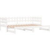  The Living Store Izvlečna dnevna postelja bela 2x(90x200) cm trdna borovina - Dnevna Postelja, (21455152) | Shoptok.si