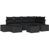 vidaXL 7-delni vrtni kavč set z blazinami Črna Poli ratan | Shoptok.si