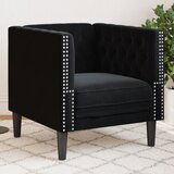 vidaXL fotelj chesterfield črn žamet | Shoptok.si