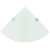  Zidna Kutna Polica s kromiranom podrškom Staklena Bijela 35x35 cm | shoptok.hr