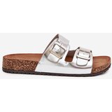 EVENTO Women's Cork Platform Slippers With Buckles Silver Vesina | shoptok.hr