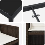 vidaXL Set za blagovanje od 5 dijelova s jastučićima, smeđi poli ratan, Vrtni stol, crni, 140x80x73 cm, staklo otporno na udarce | shoptok.hr