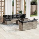 vidaXL 10-dijelni set vrtnih sofa poliratan s jastucima svijetlosivi Cijene
