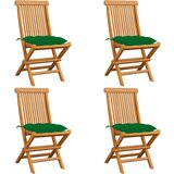 Maison Chic Vrtni stoli - Stol za vrt z zelenimi blazinami 4 kosi trdna tikovina JS2616, (21876298) | Shoptok.si