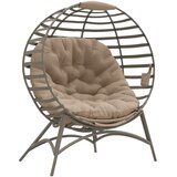  Papasan pletena stolica s jastukom ovalna sklopiva čelik 118x75x139 cm pješčano smeđa Cijene