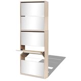 vidaXL Ormarić za cipele s 5 razina i ogledalom boja hrasta 63x17x169,5 cm | shoptok.hr