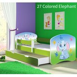  Dječji krevet ACMA s motivom, bočna zelena + ladica 140x70 cm 27 Colored Elephant | shoptok.hr