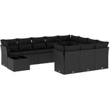  11-dijelni set vrtnih sofa od poliratana s jastucima crni | shoptok.hr