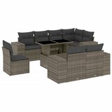 Maison Chic Seti vrtnega pohištva - Vrtna garnitura - Vrtni pohištvo set 9-delna z blazinami siv poli ratan, (21797838) | Shoptok.si