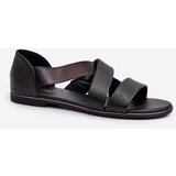 EVENTO PE1 Black Leather Sandals with Drawstring Apulia | shoptok.hr