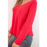 Kesi Włoski Women's sweater with viscose and a V-neck fuchsia | Shoptok.si