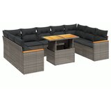  10-dijelni set vrtnih sofa od poliratana s jastucima sivi | shoptok.hr