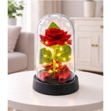 Eternal Rose in Dome with LED Lighting Red with Rose Petals 14x8cm | Shoptok.si
