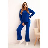 Kesi Włoski Women's sweater set with wide legs and long sleeves cobalt blue | shoptok.hr