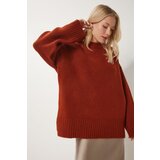 Happiness İstanbul Women's Tile Soft Texture Oversize Knitted Sweater Cene