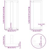  Noge za barski stol T-oblika 2 kom Bijele 40x35x(90-91) cm Čelik | shoptok.hr