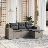 Maison Chic Seti vrtnega pohištva - Vrtna garnitura - Vrtni pohištvo set 4-delna z blazinami siv poli ratan, (21818164) | Shoptok.si