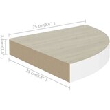 vidaXL Kutna zidna polica boja hrasta i bijela 25 x 25 x 3,8 cm MDF | shoptok.hr