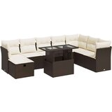  9-dijelni set vrtnih sofa s jastucima poliratan smeđi | shoptok.hr