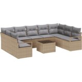 vidaXL Set vrtnog kauča od 10 komada s jastučićima crni poli ratan | shoptok.hr