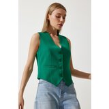  Women's Green Fitted Short Woven Vest | Shoptok.si