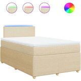 vidaXL Box spring postelja z vzmetnico krem 120x190 cm blago, (21307474) | Shoptok.si