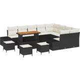  13-dijelni set vrtnog sofe s jastučićima crna poli ratan akacija | shoptok.hr
