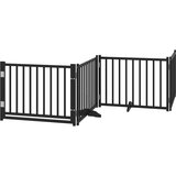 vidaXL Ograda za pse z vrati zložljiva 6 panelov črna 480 cm les | Shoptok.si