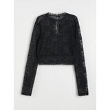 Sinsay Čipkasti donji crop top dugih rukava | shoptok.hr