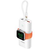 Veger prenosna baterija MagFan 10000 mAh, vgrajen kabel in Apple Watch polnilnik, bela | Shoptok.si