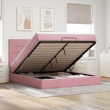 vidaXL Otomanski posteljni okvir z vzmetnicami roza 160x200cm žamet | Shoptok.si