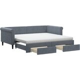  Dnevni krevet s pomoćnim ležajem i ladicama tamno sivi 90x190 cm baršun | shoptok.hr