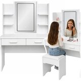  Kozmetički toaletni stolić s LED ogledalom, policama, ladicama, bijeli 140x80x40 cm | shoptok.hr