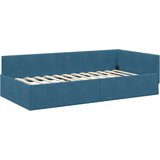 vidaXL Kotna postelja Drugo Modra 90 x 200 cm Samet in sodobno leseno | Shoptok.si