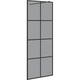  Zid za walk-in tuš Crna 80 x 195 cm Staklo otporno na udarce | shoptok.hr