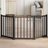 vidaXL Vrata za pse sklopiva 3 panela crna 150 cm od masivna jelovina | shoptok.hr
