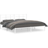 Maison Chic Kovinski Posteljni okvir - Dvoposteljna postelja - Zakonska postelja z vzglavjem bel 193x203 cm, (21693375) | Shoptok.si