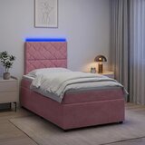  LED okvir za krevet s madracem Ružičasta 120 x 200 cm Baršun | shoptok.hr