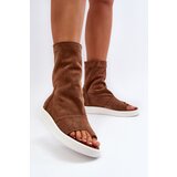 Zazoo Brown Women's Suede Sandals with Upper 3441 | Shoptok.si