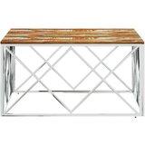  Klubska mizica srebrna nerjaveče jeklo in trden predelan les - Klubska Mizica, (21573477) | Shoptok.si