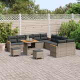 13 Vrtna sedežna garnitura z blazino 13 pcs Siva Poly ratan, (5000022292) | Shoptok.si