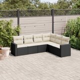  6-dijelni set vrtnih sofa s jastucima crni od poliratana | shoptok.hr