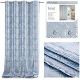  Curtain SILVERLEAVES color blue printed style glamor silver eyelets velvet 140x245 AmeliaHome | shoptok.hr