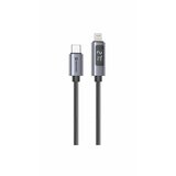 Swissten kabel LED indikator, USB-C/Lightning 1,5 m, 30W, tekstilni crni | shoptok.hr