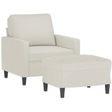  Fotelja s tabureom krem 60 cm baršunasta Krema | Shoptok.si