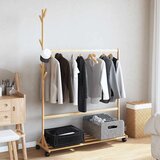  Stalak za odjeću s kukama i kotačima 100x35x157 cm bambus | shoptok.hr
