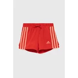 Adidas Dječje kratke hlače boja: crvena, glatke, podesiv struk